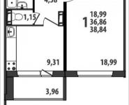1-комнатная квартира площадью 38.84 кв.м в ЖК "Авентин", Железнодорожная, 33, корп.3 | цена 2 561 840 руб. | www.metrprice.ru