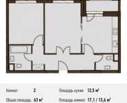 2-комнатная квартира площадью 63 кв.м, Донецкая улица, 30с29 | цена 11 550 704 руб. | www.metrprice.ru