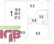 1-комнатная квартира площадью 38 кв.м, Ухтомского Ополчения ул., 5 | цена 4 250 000 руб. | www.metrprice.ru