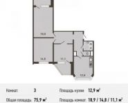 3-комнатная квартира площадью 75 кв.м, Авиаторов ул., 5К2 | цена 8 549 000 руб. | www.metrprice.ru