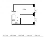 1-комнатная квартира площадью 36.9 кв.м, Внуковское п, Лётчика Грицевца ул, 3с2 | цена 3 306 240 руб. | www.metrprice.ru