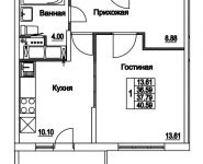 1-комнатная квартира площадью 37.79 кв.м, 2-я Муравская | цена 5 237 694 руб. | www.metrprice.ru