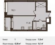 1-комнатная квартира площадью 43 кв.м, Акуловская улица, 23 | цена 8 049 261 руб. | www.metrprice.ru