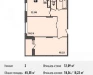 2-комнатная квартира площадью 65.2 кв.м, Богородский мкр, 14 | цена 4 039 300 руб. | www.metrprice.ru