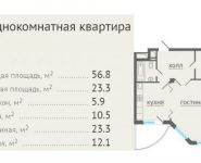 1-комнатная квартира площадью 56.8 кв.м, проезд Александра Невского, 5 | цена 4 300 000 руб. | www.metrprice.ru