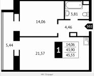 1-комнатная квартира площадью 45.5 кв.м, Клубная, 13 | цена 4 619 160 руб. | www.metrprice.ru