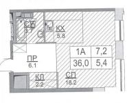 1-комнатная квартира площадью 36 кв.м, Авангардная ул., К5 | цена 4 160 000 руб. | www.metrprice.ru