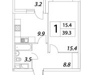 1-комнатная квартира площадью 39.3 кв.м, Тагильская улица, 4с22 | цена 4 740 563 руб. | www.metrprice.ru