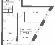 2-комнатная квартира площадью 57.07 кв.м, Мякининское шоссе | цена 4 601 393 руб. | www.metrprice.ru