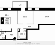 2-комнатная квартира площадью 69.8 кв.м, Клубная, 13 | цена 6 678 464 руб. | www.metrprice.ru