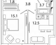 1-комнатная квартира площадью 37 кв.м, Рязанский просп. | цена 5 395 821 руб. | www.metrprice.ru