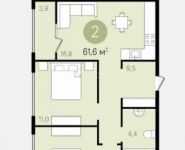 2-комнатная квартира площадью 61.6 кв.м, Ермолинская улица, 1 | цена 4 660 000 руб. | www.metrprice.ru