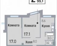 2-комнатная квартира площадью 55.1 кв.м, улица Саморы Машела, 5 | цена 7 306 260 руб. | www.metrprice.ru