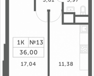 1-комнатная квартира площадью 36 кв.м, Мякининское шоссе, 2 | цена 3 070 800 руб. | www.metrprice.ru