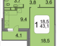 1-комнатная квартира площадью 43.7 кв.м, 9 мая, 12Б | цена 4 744 072 руб. | www.metrprice.ru