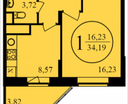 1-комнатная квартира площадью 34.19 кв.м, Просвещения | цена 2 410 395 руб. | www.metrprice.ru