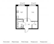 1-комнатная квартира площадью 33.8 кв.м,  | цена 3 440 840 руб. | www.metrprice.ru