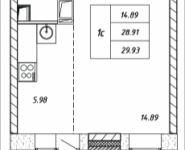 1-комнатная квартира площадью 29.93 кв.м, Омская, 15 | цена 3 322 230 руб. | www.metrprice.ru