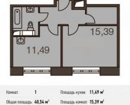 1-комнатная квартира площадью 40.5 кв.м в Микрорайон "Домашний", Донецкая улица, 30с29 | цена 4 924 638 руб. | www.metrprice.ru