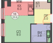 1-комнатная квартира площадью 23.9 кв.м, Авангардная, корп.7 | цена 2 820 200 руб. | www.metrprice.ru