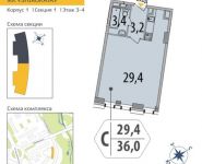 1-комнатная квартира площадью 36 кв.м в ЖК "SHIROKAYA", Широкая улица, д.30 | цена 5 781 240 руб. | www.metrprice.ru