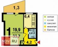 1-комнатная квартира площадью 35 кв.м, Симферопольский бул., 16К4 | цена 5 800 000 руб. | www.metrprice.ru