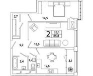 2-комнатная квартира площадью 64.6 кв.м, Рязанский пр-кт, 2 | цена 9 804 923 руб. | www.metrprice.ru