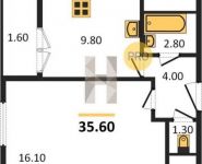 1-комнатная квартира площадью 35.6 кв.м, Стромынский переулок, 6 | цена 3 636 455 руб. | www.metrprice.ru