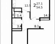 2-комнатная квартира площадью 54 кв.м, Колпакова ул., 44 | цена 4 469 000 руб. | www.metrprice.ru