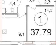 1-комнатная квартира площадью 37.8 кв.м, Россошанская улица, 5к1 | цена 2 420 000 руб. | www.metrprice.ru