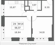 2-комнатная квартира площадью 56.37 кв.м, Мякининское шоссе, 4 | цена 5 992 131 руб. | www.metrprice.ru