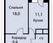 1-комнатная квартира площадью 42.6 кв.м, Акуловская, 2Д | цена 3 365 400 руб. | www.metrprice.ru