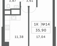 1-комнатная квартира площадью 35.9 кв.м, сельское поселение Барвихинское, деревня Раздоры, 1 | цена 3 116 120 руб. | www.metrprice.ru