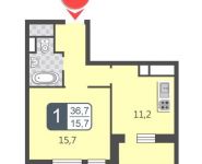 1-комнатная квартира площадью 36.7 кв.м, Базовская улица, 15к15 | цена 4 563 000 руб. | www.metrprice.ru