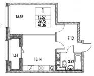 1-комнатная квартира площадью 41.36 кв.м, Автозаводская ул, 3 | цена 8 535 380 руб. | www.metrprice.ru