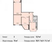 3-комнатная квартира площадью 76 кв.м, Авиаторов ул., 5К2 | цена 8 561 000 руб. | www.metrprice.ru