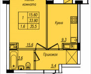 1-комнатная квартира площадью 35.5 кв.м, Просвещения, 12 | цена 1 871 661 руб. | www.metrprice.ru