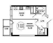 1-комнатная квартира площадью 33 кв.м, Гоголя ул, д. 12 | цена 1 647 360 руб. | www.metrprice.ru