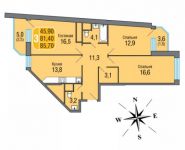 3-комнатная квартира площадью 85 кв.м, Северная ул. | цена 7 455 900 руб. | www.metrprice.ru