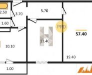 2-комнатная квартира площадью 57.4 кв.м, Нововатутинский проспект, 12 | цена 5 338 200 руб. | www.metrprice.ru