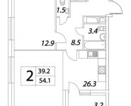 2-комнатная квартира площадью 54.1 кв.м, Тагильская улица, 4с22 | цена 6 564 710 руб. | www.metrprice.ru