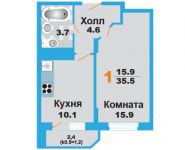 1-комнатная квартира площадью 35.5 кв.м, Борисова ул. | цена 2 800 000 руб. | www.metrprice.ru
