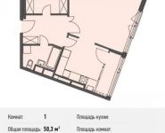 1-комнатная квартира площадью 50.3 кв.м, Ивановская ул., 1 | цена 4 476 700 руб. | www.metrprice.ru