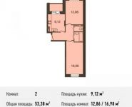 2-комнатная квартира площадью 53.4 кв.м, Центральная ул., ДВЛ1Б | цена 3 549 770 руб. | www.metrprice.ru