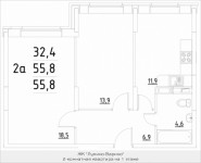 2-комнатная квартира площадью 55.8 кв.м, Строителей, корп.34 | цена 3 069 000 руб. | www.metrprice.ru