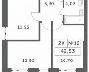 2-комнатная квартира площадью 42.53 кв.м, Мякининское шоссе, 3 | цена 3 776 664 руб. | www.metrprice.ru