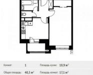 1-комнатная квартира площадью 40.3 кв.м в ЖК «Лайково»,  | цена 4 028 799 руб. | www.metrprice.ru