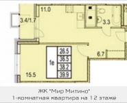 1-комнатная квартира площадью 40.1 кв.м, 2-я Муравская, корп.10.1 | цена 5 278 633 руб. | www.metrprice.ru