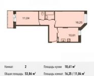 2-комнатная квартира площадью 53.1 кв.м, Центральная ул., ДВЛ1Б | цена 3 475 430 руб. | www.metrprice.ru