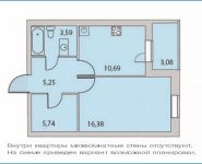 1-комнатная квартира площадью 41.6 кв.м, Парковая ул., ВЛ18 | цена 4 123 000 руб. | www.metrprice.ru